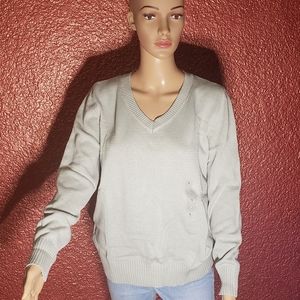 karen scott jersey v-neck light green sweater